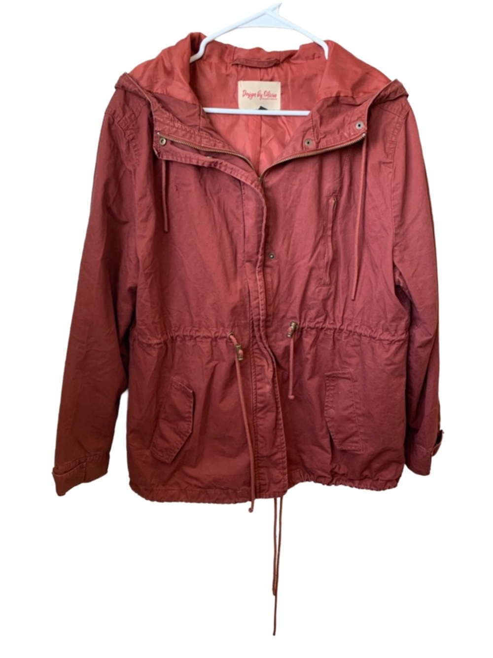 DESIGN BY OLIVIA Women’s Long Sleeve Unlined Hooded Cotton Utility Coat